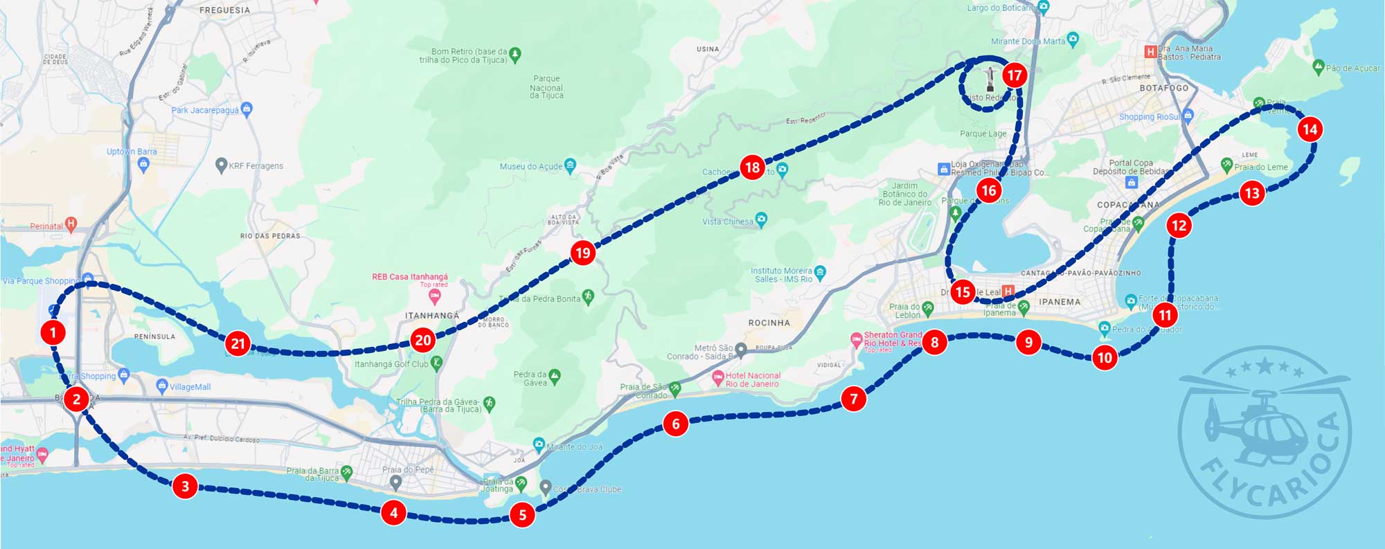 Маршрут Вертолёта на 25-30 минут в Рио-де-Жанейро