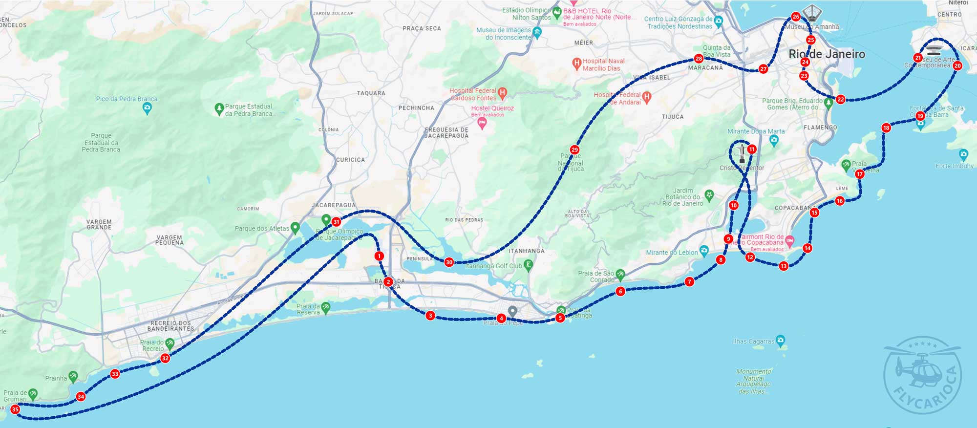Маршрут Вертолёта на 55-60 минут в Рио-де-Жанейро